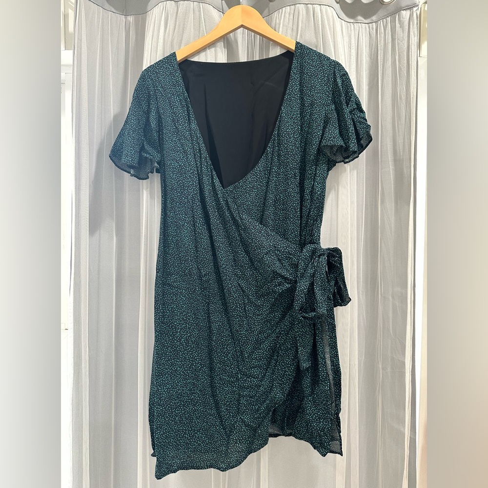 Teal Polkadot Wrap Dress